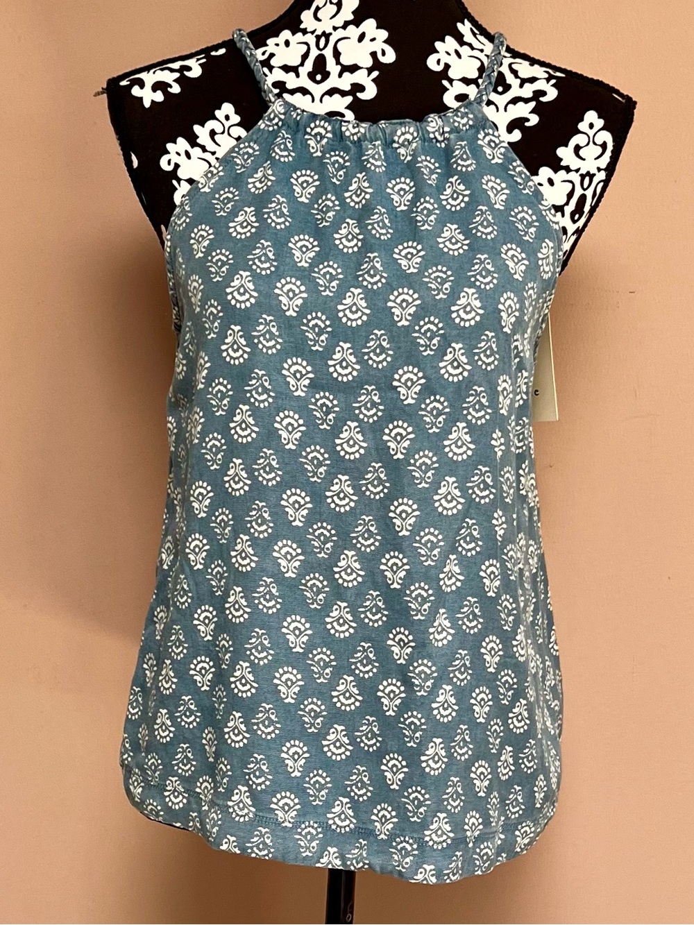 JOIE Lyocell Vintage Vibes Rope Halter Tie Neck Top